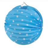 Lampion avec lampes LED "Pois colorés" 20 cm - bleu clair 