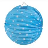 Lampion avec lampes LED "Pois colorés" 20 cm - bleu clair 