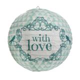 2 lampions "With love" - vert menthe