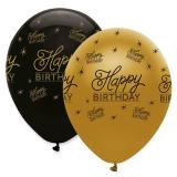 Ballons de baudruche "Black & Gold" Happy Birthday 6 pcs.