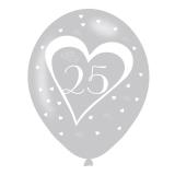 6 ballons de baudruche "25 & argenté"