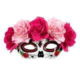 Masque "Dia de los Muertos" avec roses roses