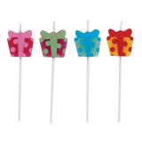 Petites bougies "Cadeaux colorés" 4 pcs.