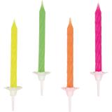Bougies d'anniversaire fluo avec support 10 pcs