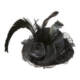 Mini chapeau "Élégance noire" en plumes et dentelle