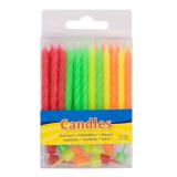 24 mini bougies "Couleurs fluo" avec supports