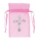 Organza-Säckchen "Taufe" 12er Pack-rosa