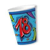 10 gobelets en carton "Enfin 18 ans"