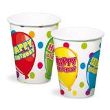 Pappbecher "Bunter Geburtstagsspaß" 6er Pack