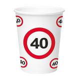 8 gobelets en carton "Panneau de circulation" 40.anniversaire