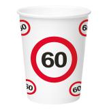8 gobelets en carton 60 ans "Panneau de limitation de vitesse"