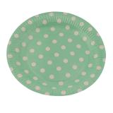 8 assiettes en carton "Pois colorés" vert 