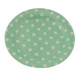 8 assiettes en carton "Pois colorés" vert 