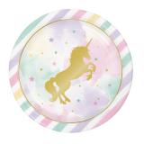 8 assiettes en carton "Licorne scintillante"