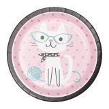 8 assiettes en carton "Petit chat" 