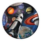 8 assiettes en carton "Sortie dans l'espace"
