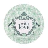 10 assiettes en carton "With love" - vert