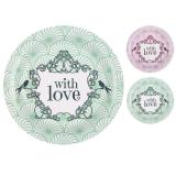 10 assiettes en carton "With love"