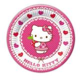 8 petites assiettes en carton "Hello Kitty au paradis des cœurs"