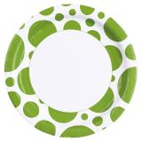 8 assiettes en carton "Pois colorés en folie" - vert clair