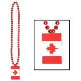 Collier de perles "Drapeau canadien" 91 cm