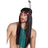 Perruque "Chef des indiens" avec bandeau et plume