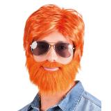 Perruque avec barbe "Années 70" - orange