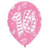 6 ballons de baudruche roses "16 ans - Party"