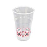10 gobelets en plastique "Panneau de limitation de vitesse 65 ans" 350 ml