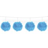 Guirlande pompons en papier crépon 3 m - bleu