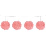 Guirlande pompons en papier crépon 3 m - rose