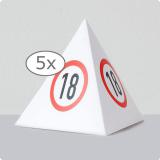 Déco de table Panneau de limitation de vitesse "Pyramide 18 Ans" 13,5 cm 5pcs