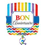 Ballon en alu carré "Anniversaire en couleurs" 43 cm