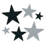 Déco de salle "Étoiles brillantes" 6 pcs - argent-noir