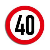 Déco de salle panneau de limitation de vitesse "40 ans" 36 cm