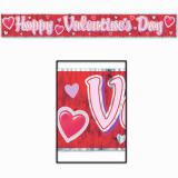Bannière à franges rouges "Happy Valentine`s Day" 1,5 m
