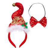 Serre-tête à paillettes "Merry Christmas" avec nœud-papillon