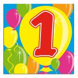 20 Serviettes Ballons Happy Birthday "1 an"