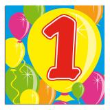 20 Serviettes Ballons Happy Birthday "1 an"