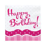 18 serviettes "Pretty Pink" Happy Birthday!