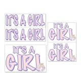 Déco à adhérance statique pour fenêtre "It's a girl" 5 pcs.