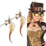 Boucles d´oreilles Steampunk "Plumes et Engrenages" 