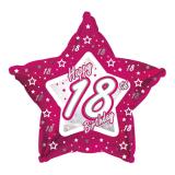 Ballon étoile en alu Happy Birthday "Pretty Pink 18" 45 cm