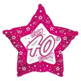 Ballon-étoile en alu Happy Birthday "Pretty Pink 40" 45 cm