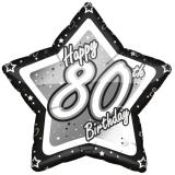 Ballon étoile en alu "Happy Birthday Stars 80" 45 cm