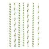 24 pailles "Zigziag & pois" - vert