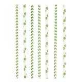 24 pailles "Zigziag & pois" - vert