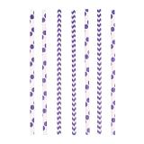 24 pailles "Zigziag & pois" - lilas