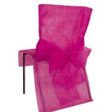 10 housses de chaise avec noeud en intissé - rose vif