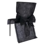 10 housses de chaise avec noeud en intissé - noir